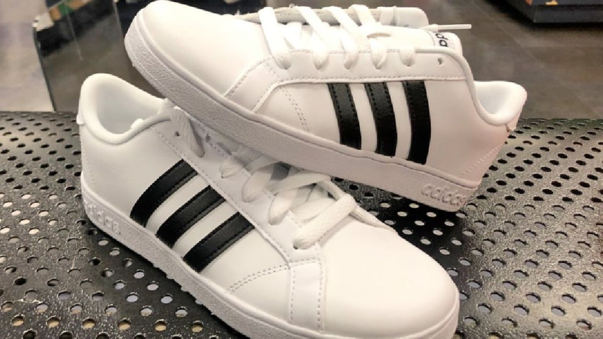 white adidas with black stripes