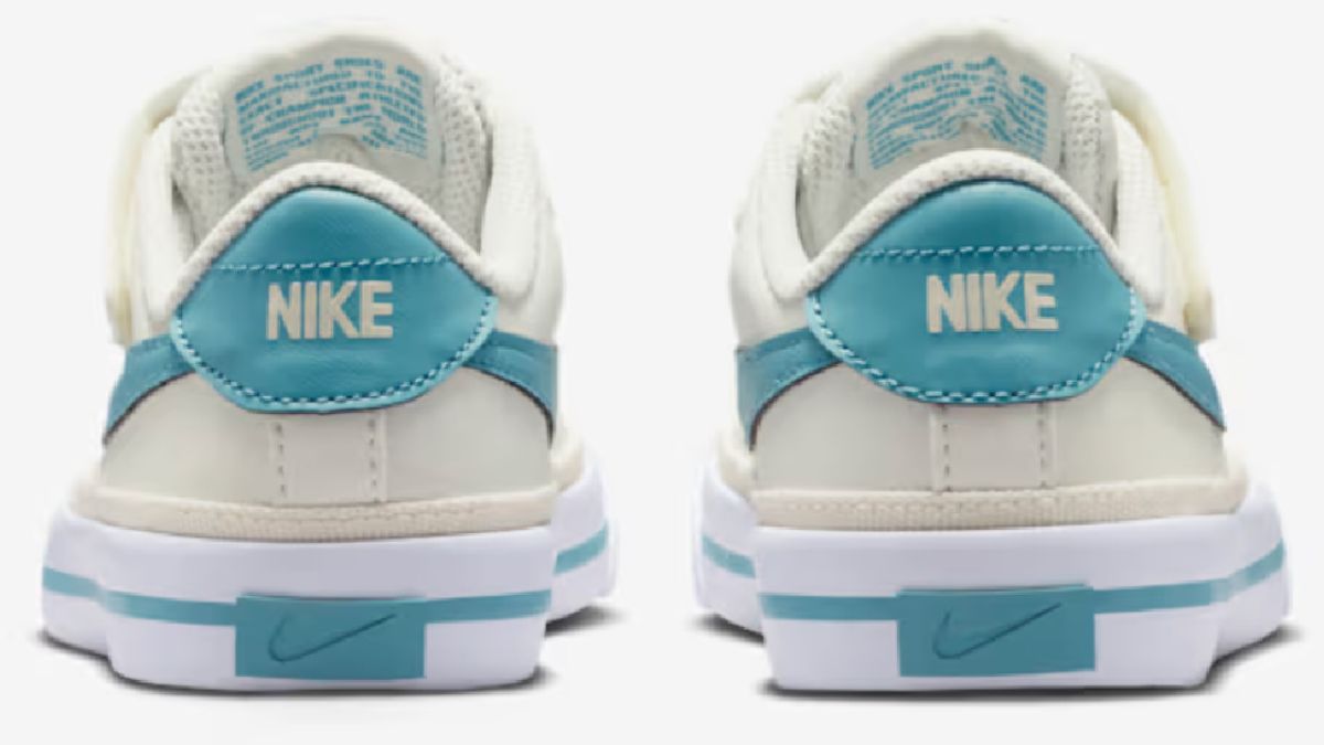 blue and white nike kids shoes