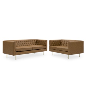 Cadencia 3 Seater Sofa with Cadencia 2 Seater Sofa - Tan (Faux Leather)