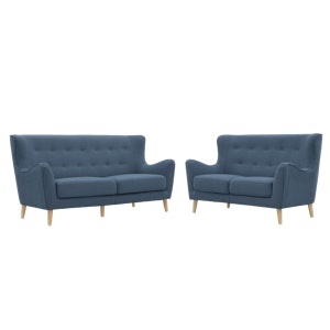 Jacob 3 Seater Sofa with Jacob 2 Seater Sofa - Denim