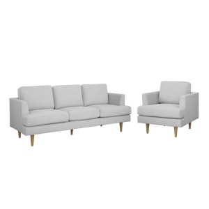 Soma 3 Seater Sofa with Soma Armchair - Silver (Scratch Resistant)