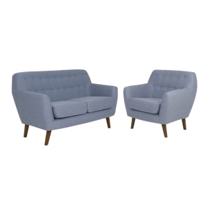 Emma 2 Seater Sofa with Emma Armchair - Dusk Blue