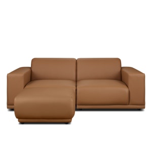 Milan 3 Seater Sofa with Ottoman - Caramel Tan (Faux Leather)