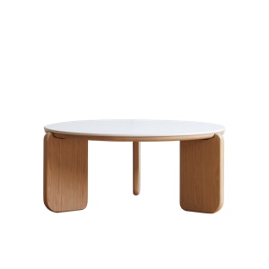 Blair Round Coffee Table - Oak, Sintered Stone