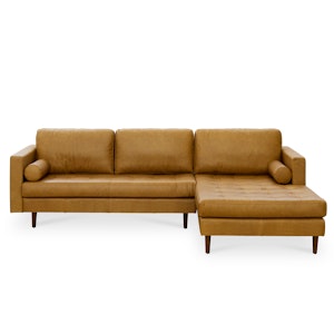 Nolan L-Shaped Sofa - Saddle Tan (Premium Aniline Leather)