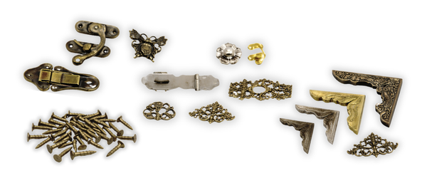 Фурнітура для шкатулок, куточки, саморізи