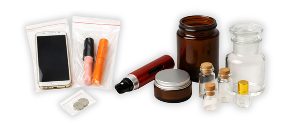 Скляні пляшечки та поліпропіленові пакети