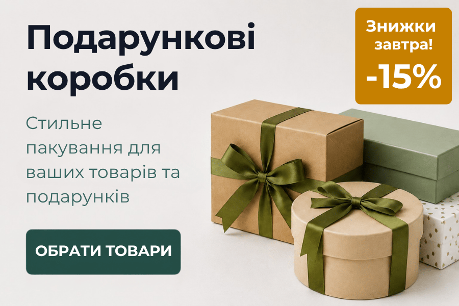 -15% на подарункові коробки та декор