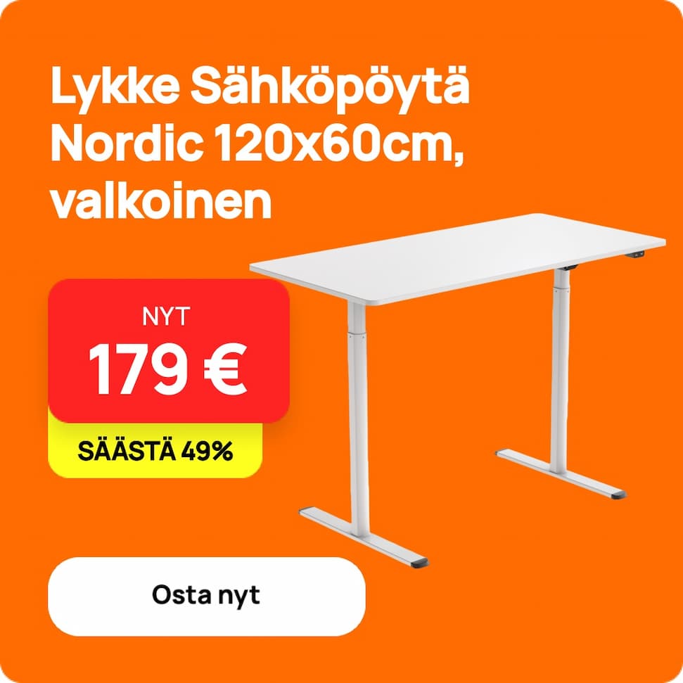 Lykke Sähköpöytä Nordic 120x60cm, Valkoinen