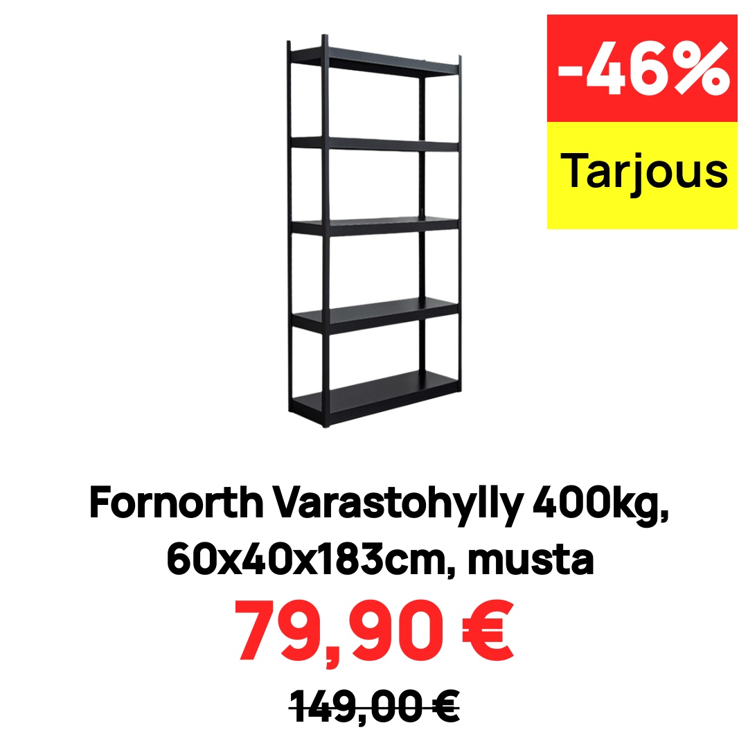 Image of Fornorth Varastohylly 400kg, 60x40x183cm, musta