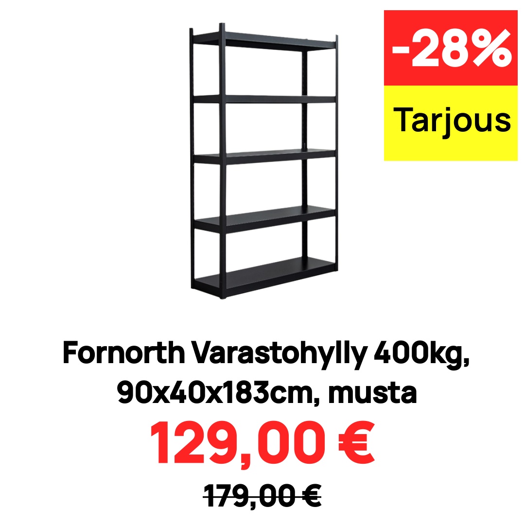 Image of Fornorth Varastohylly 400kg, 90x40x183cm, musta