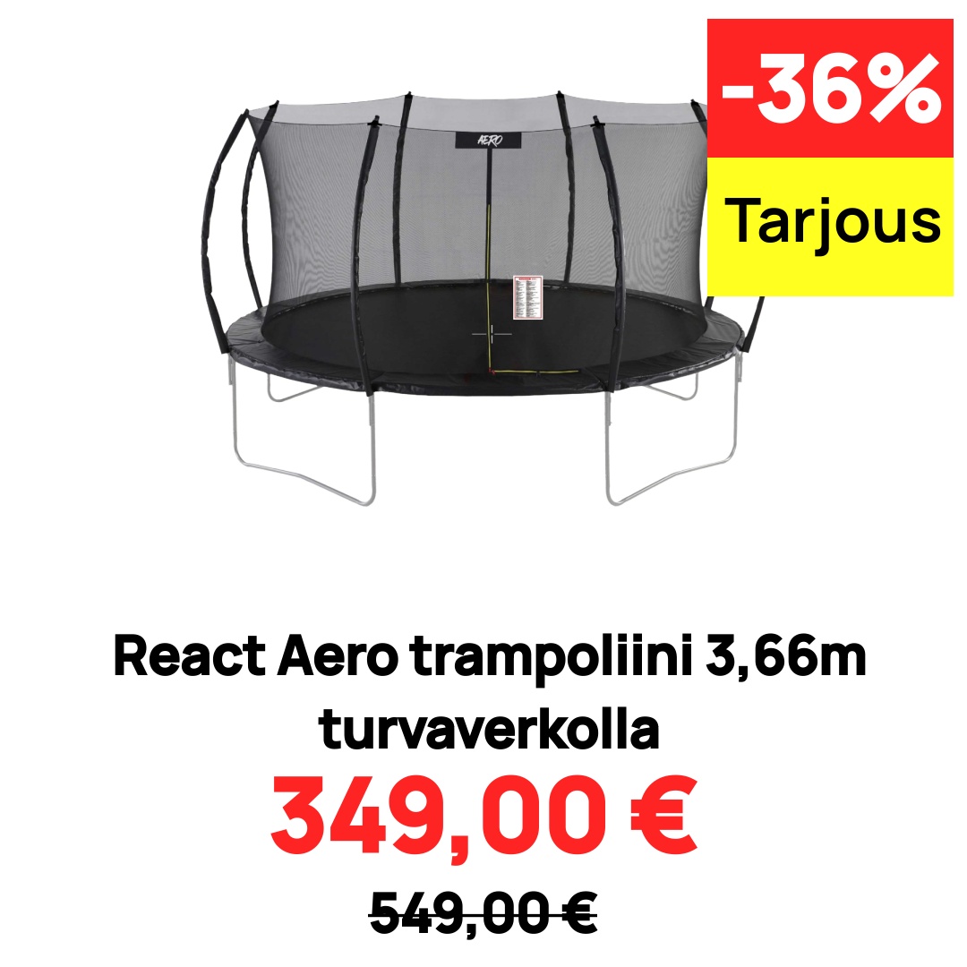 Image of React Aero trampoliini 3,66m turvaverkolla