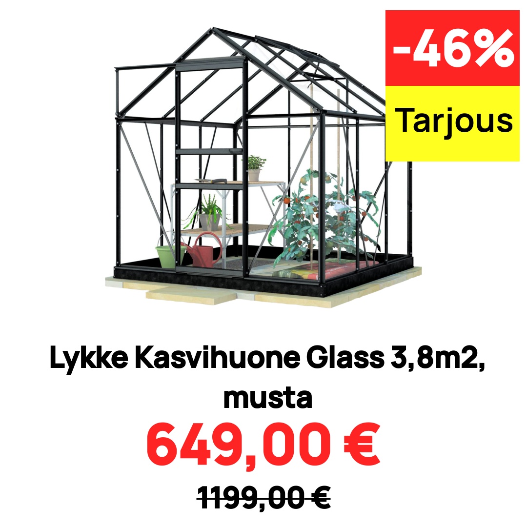 Image of Lykke Kasvihuone Glass 3,8m2, musta