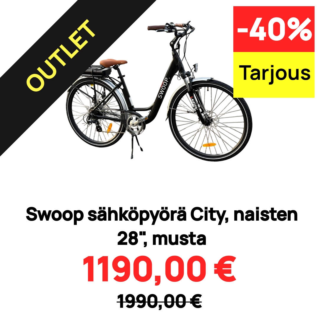 Image of Swoop sähköpyörä City, naisten 28", musta