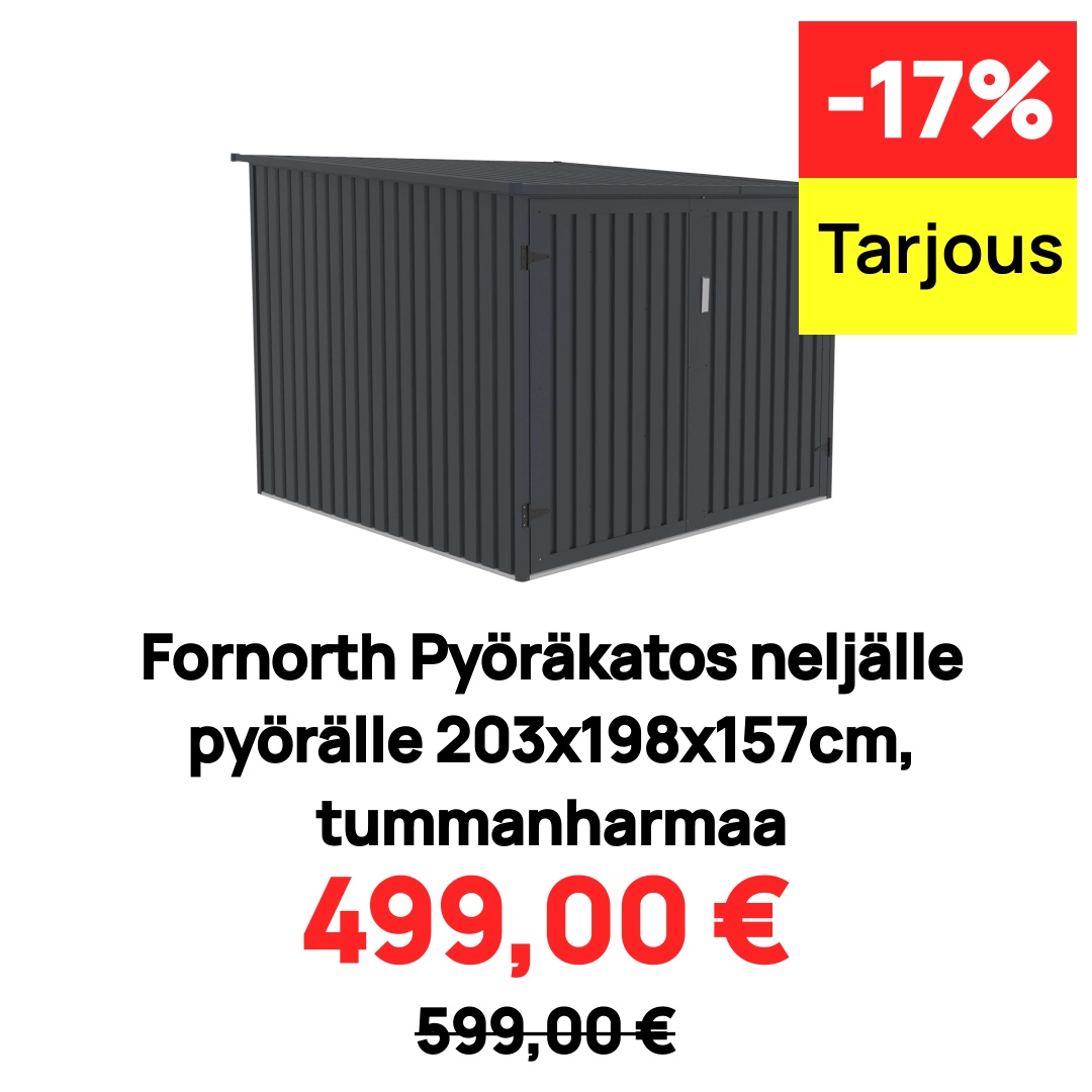 Image of Fornorth Pyöräkatos neljälle pyörälle 203x198x157cm, tummanharmaa