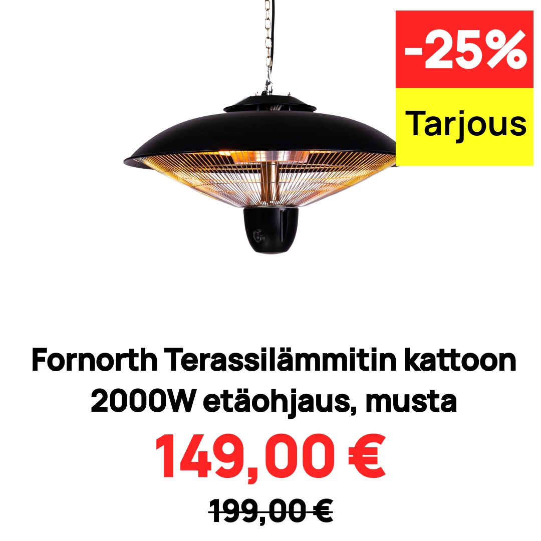 Image of Fornorth Terassilämmitin kattoon 2000W etäohjaus, musta