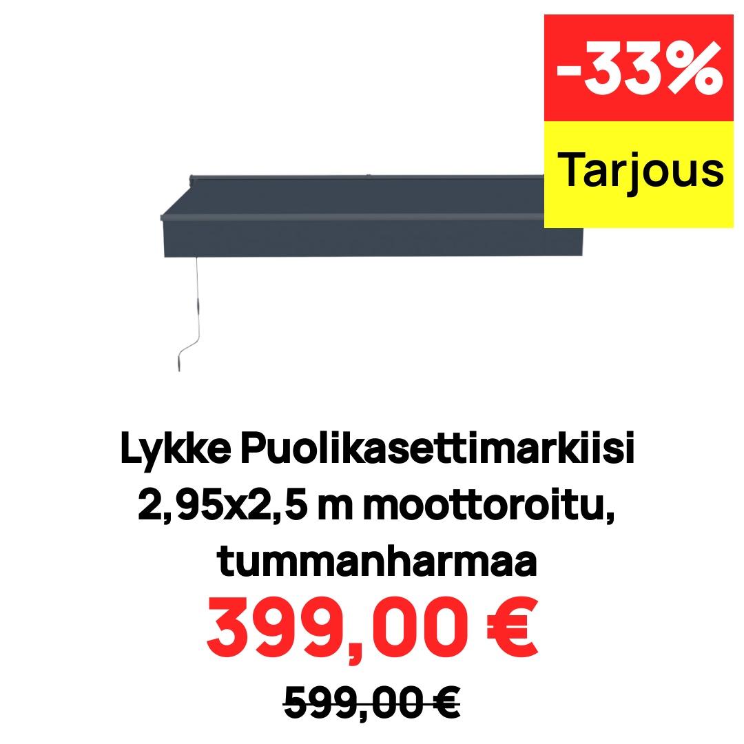 Image of Lykke Puolikasettimarkiisi 2,95x2,5 m moottoroitu, tummanharmaa