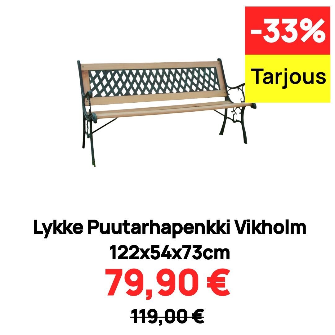 Image of Lykke Puutarhapenkki Vikholm 122x54x73cm