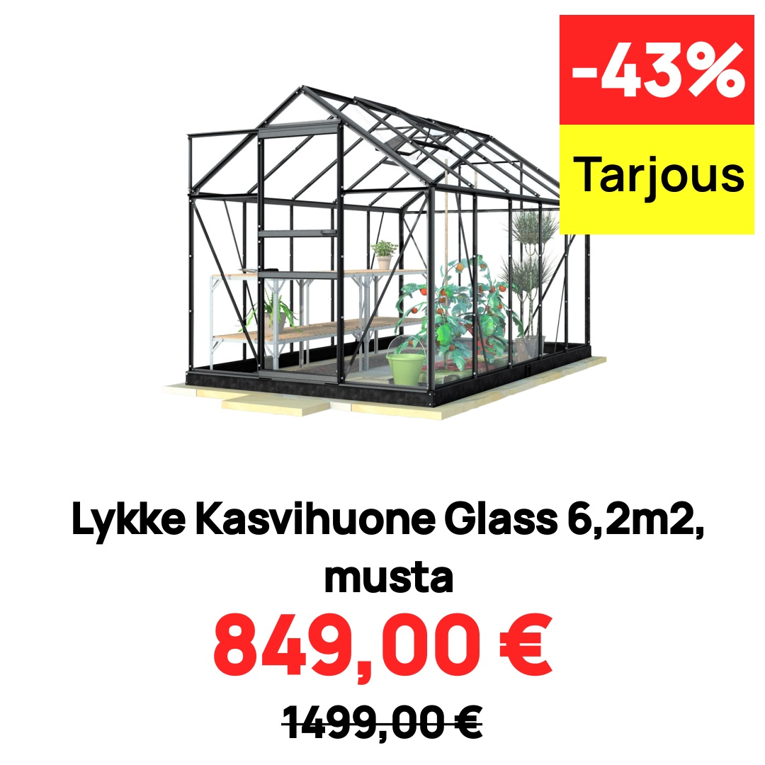Image of Lykke Kasvihuone Glass 6,2m2, musta