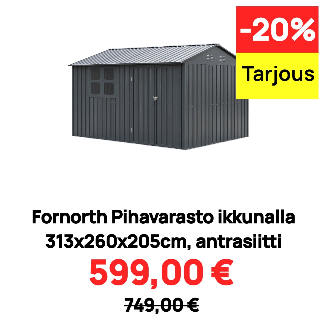 Image of Fornorth Pihavarasto ikkunalla 313x260x205cm, antrasiitti