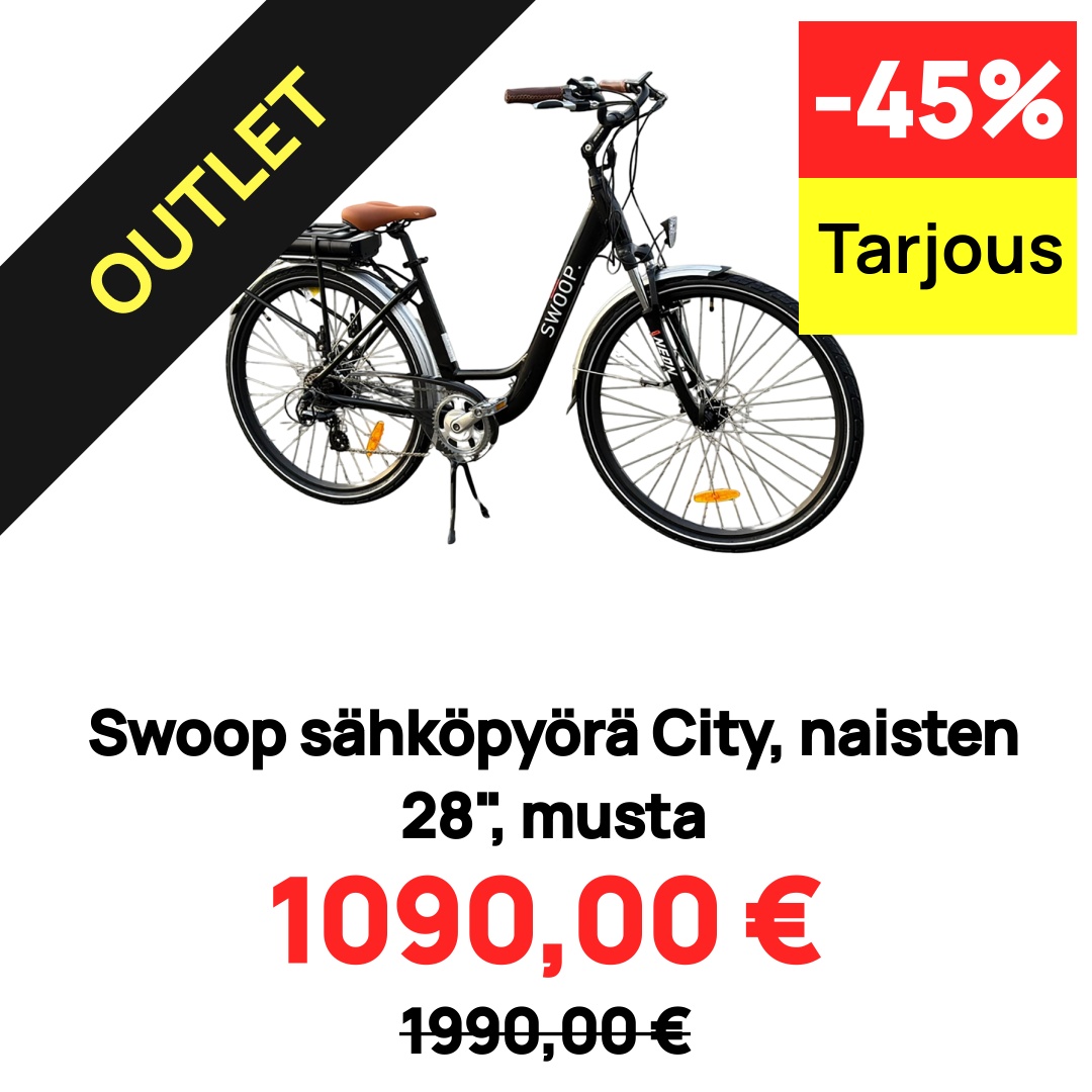 Image of Swoop sähköpyörä City, naisten 28", musta