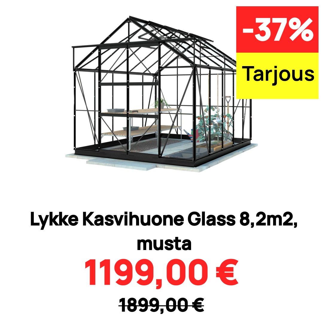 Image of Lykke Kasvihuone Glass 8,2m2, musta