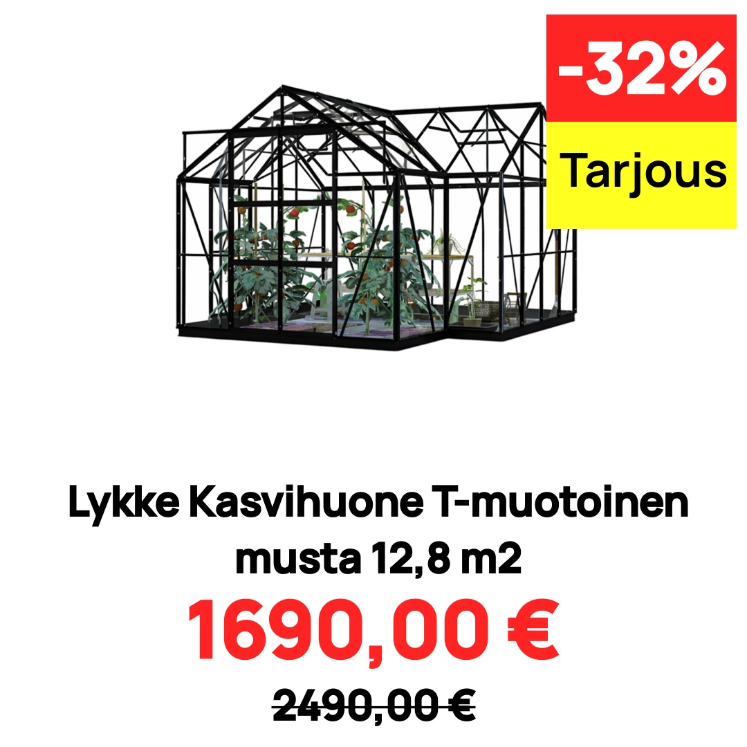 Image of Lykke Kasvihuone T-muotoinen musta 12,8 m2
