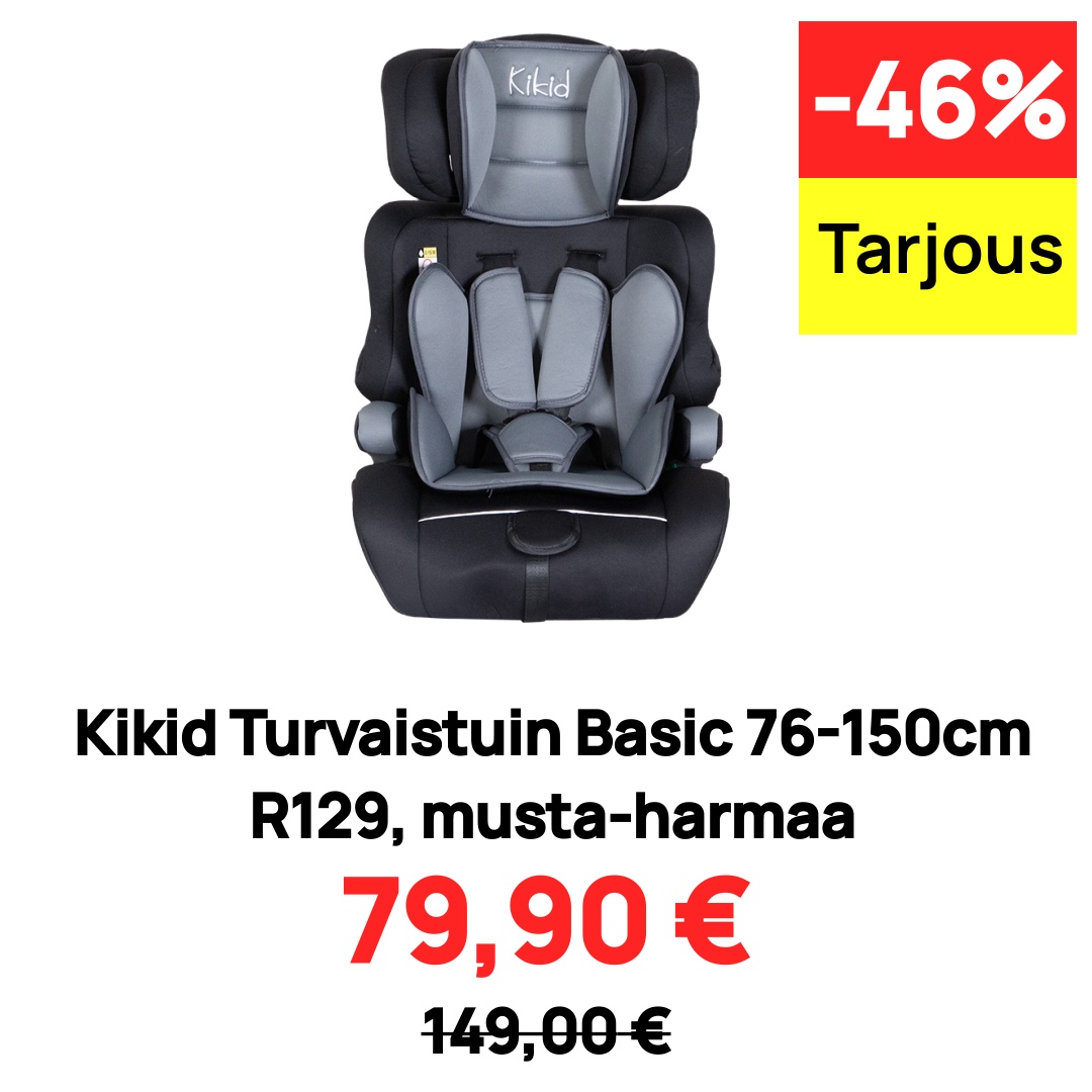 Image of Kikid Turvaistuin Basic 76-150cm R129, musta-harmaa