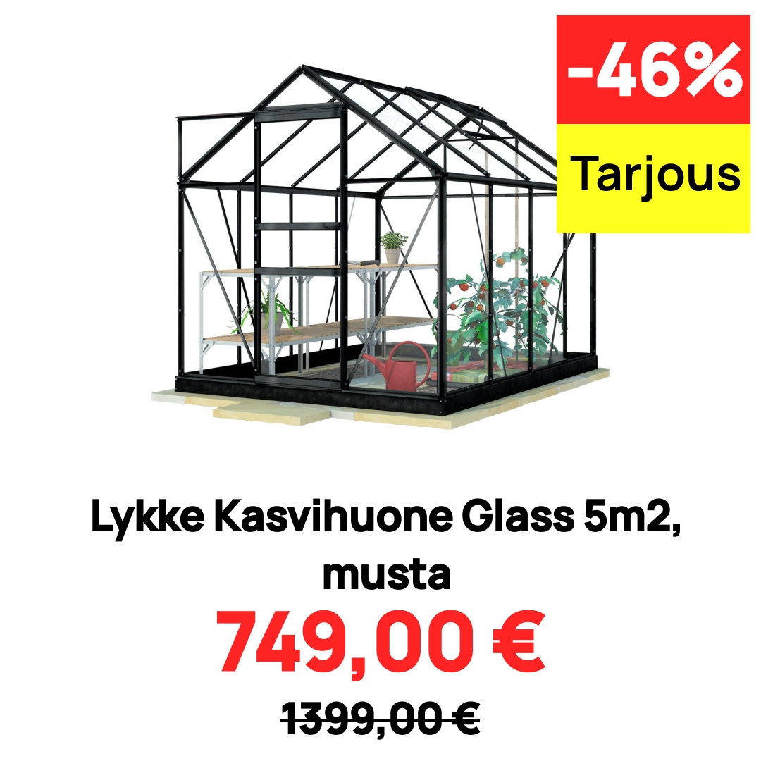 Image of Lykke Kasvihuone Glass 5m2, musta