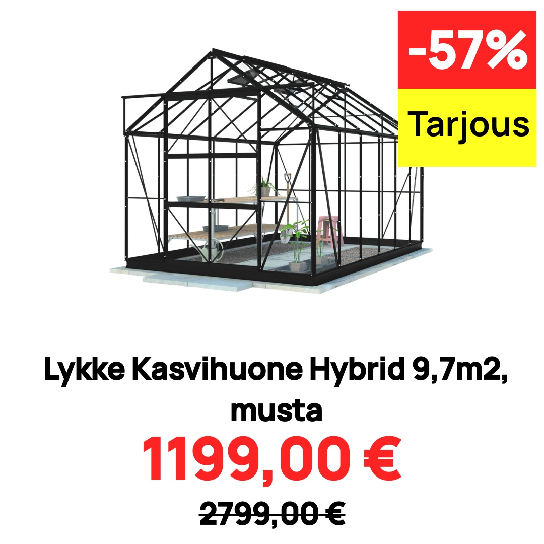 Image of Lykke Kasvihuone Hybrid 9,7m2, musta