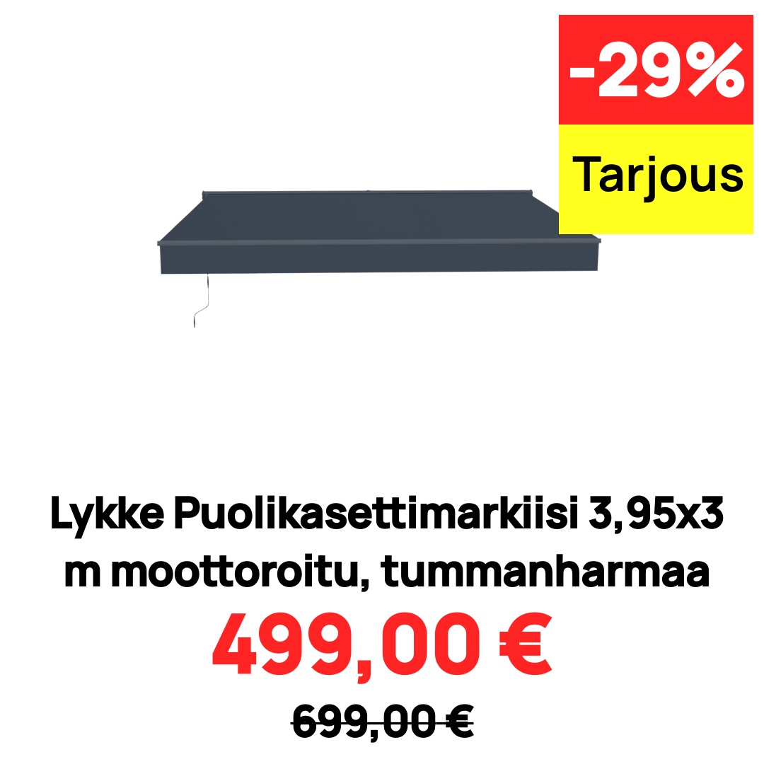 Image of Lykke Puolikasettimarkiisi 3,95x3 m moottoroitu, tummanharmaa
