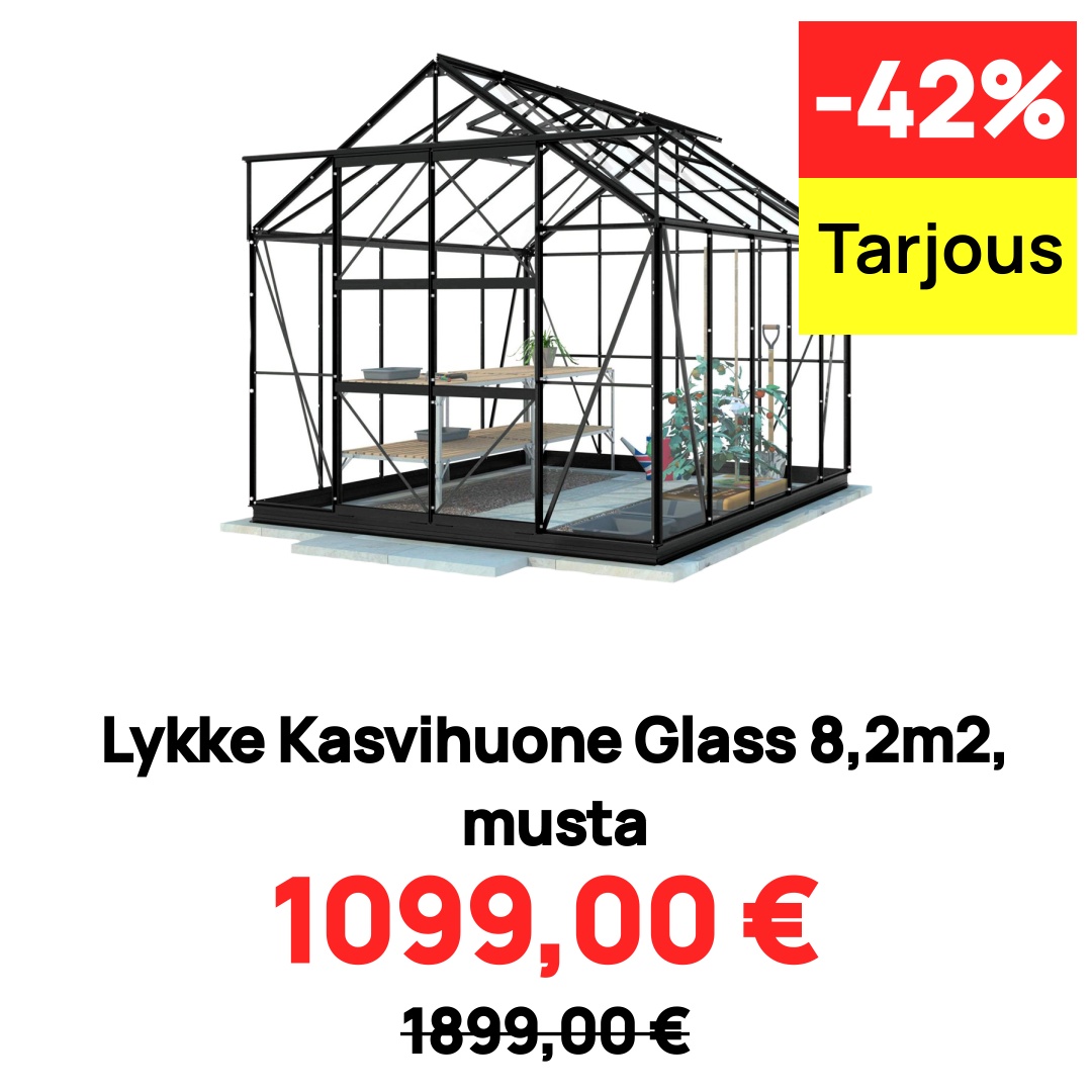 Image of Lykke Kasvihuone Glass 8,2m2, musta
