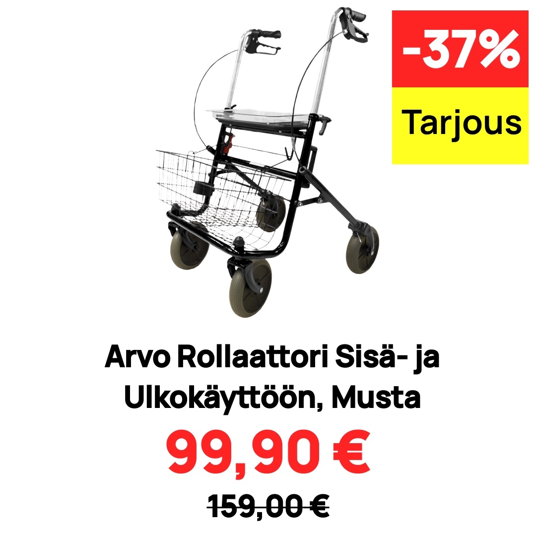 Image of Arvo Rollaattori Sisä- ja Ulkokäyttöön, Musta