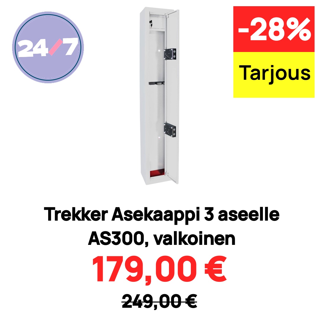 Trekker Asekaappi 3 aseelle AS300, valkoinen