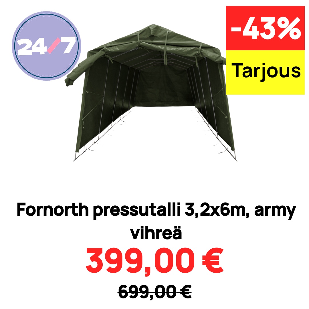 Fornorth pressutalli 3,2x6m, army vihreä