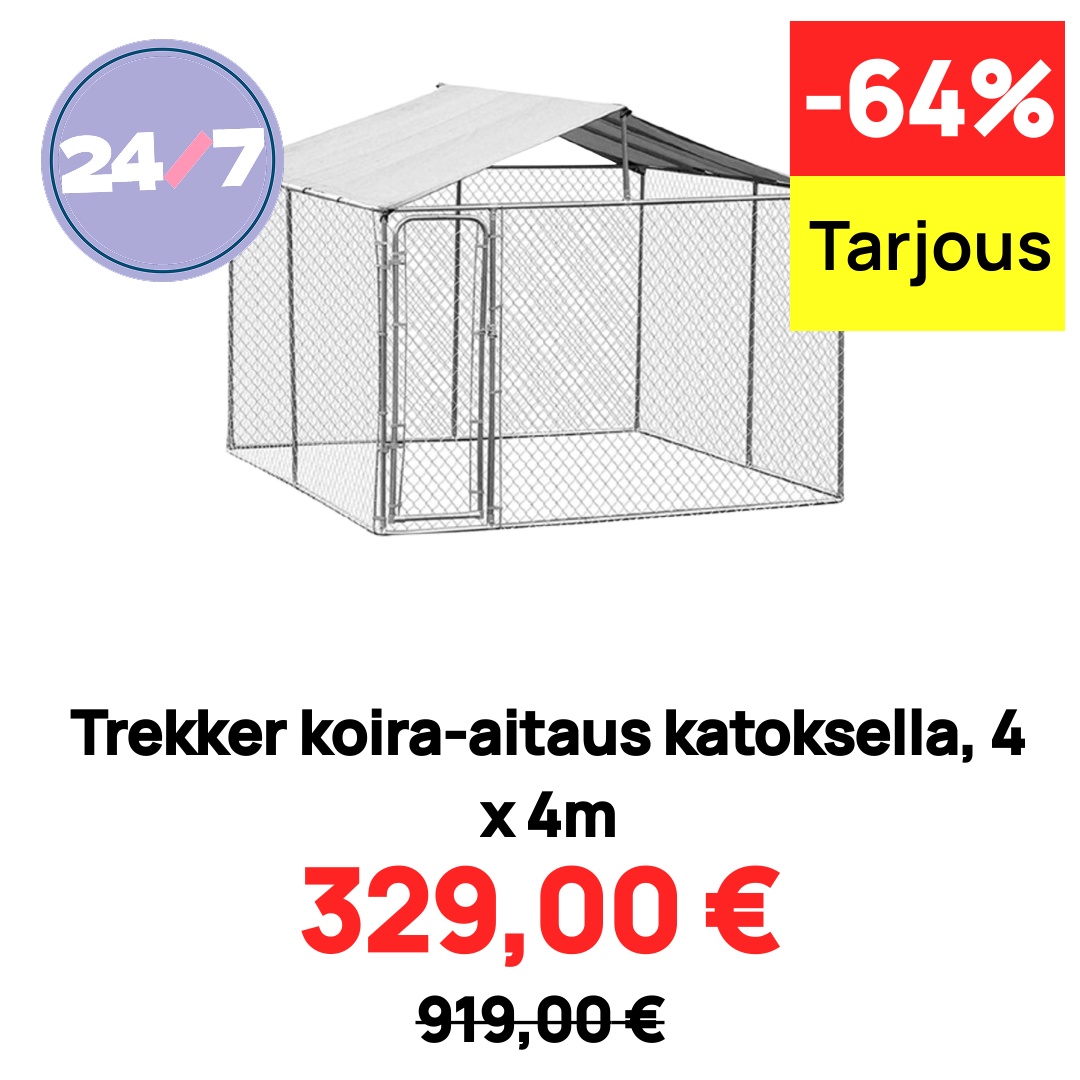 Trekker koira-aitaus katoksella, 4 x 4m