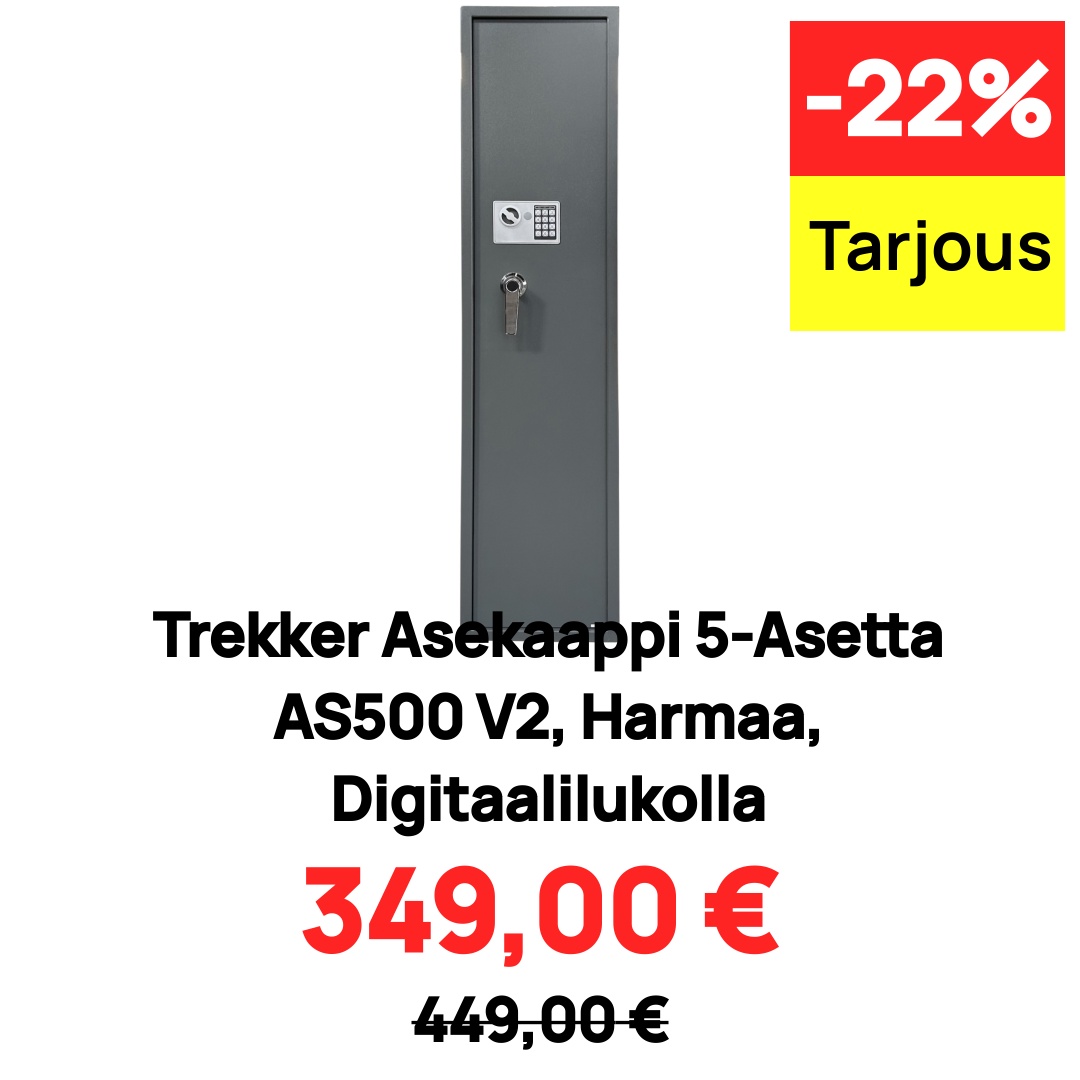 Trekker Asekaappi 5-Asetta AS500 V2, Harmaa, Digitaalilukolla