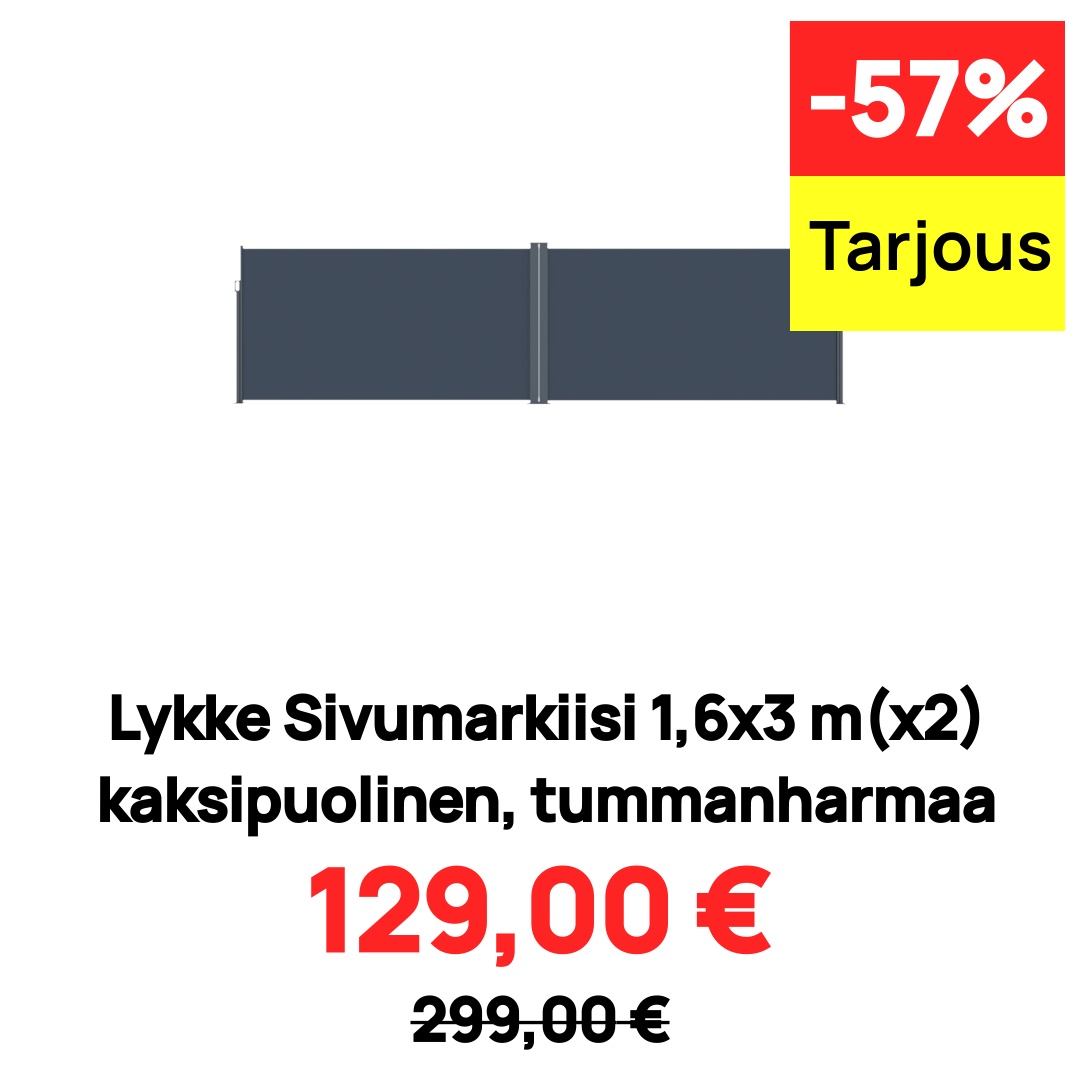 Lykke Sivumarkiisi 1,6x3 m(x2) kaksipuolinen, tummanharmaa