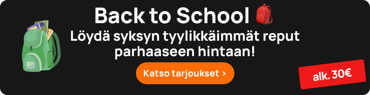 Back to School. Löydä syksyn tyylikkäimmät reput parhaaseen hintaan! Alkaen 30€. Katso tarjoukset >