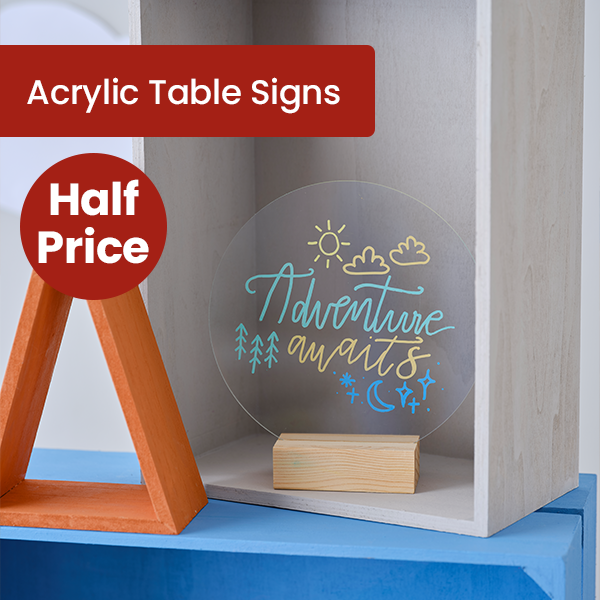 Half Price Acrylic Table Signs