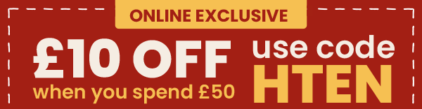 £10 off when you spend £50 with the code HTEN