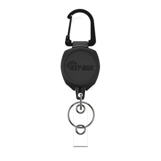 KEY-BAK SIDEKICK RETRACTABLE KEYCHAIN & BADGE REEL WITH CARABINER KEY RING AND TWIST-FREE CLEAR VINYL I.D. STRAP (24" KEVLAR CORD)