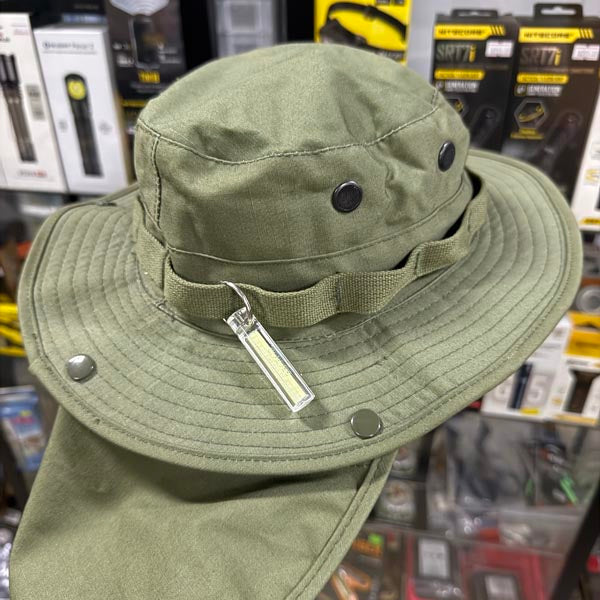 on your fishing hat