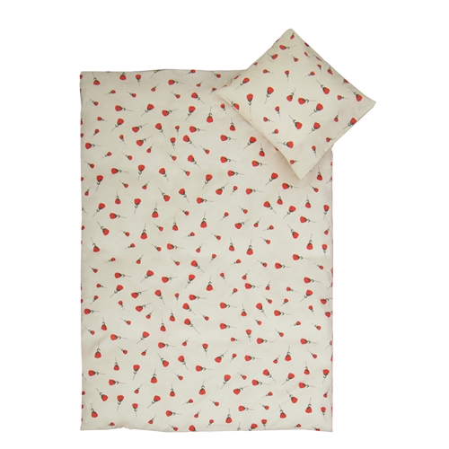 Image of Baby sengetøj - 100% blød bomuld - Sengesæt til baby 70x100 cm - Sengetøj med roser