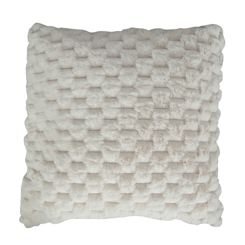 Image of Pyntepude - 45x45 cm - Hvid - Fake fur sofapude - Eksklusiv vaffelstruktur - Nordstrand Home