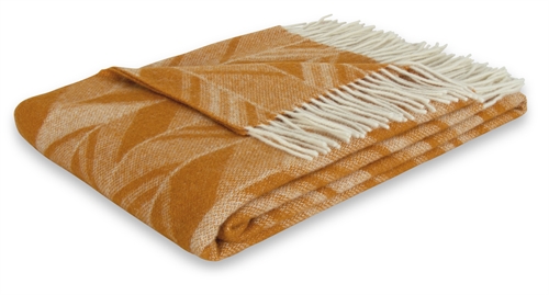 Image of Uldplaid - 100% New Zealandsk lammeuld - 130x200 cm - By Borg plaid med gul sildebensmønster