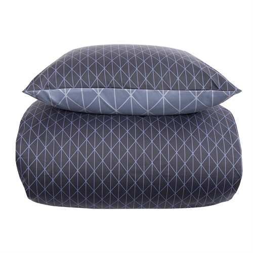 Image of Sengetøj til kingsizedyne 240x220 cm - Harlekin blåt sengesæt - Vendbart design - In Style sengelinned i mikrofiber