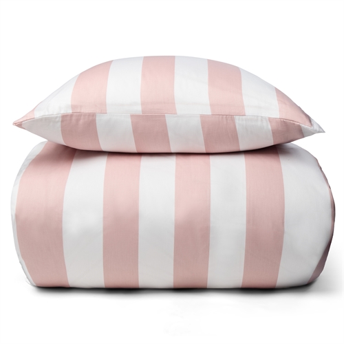 Image of Sengetøj i 100% blødt og lækkert bomuldssatin - 240x220 cm - Flotte lyserøde striber - Nordic Stripe sengesæt fra By Night