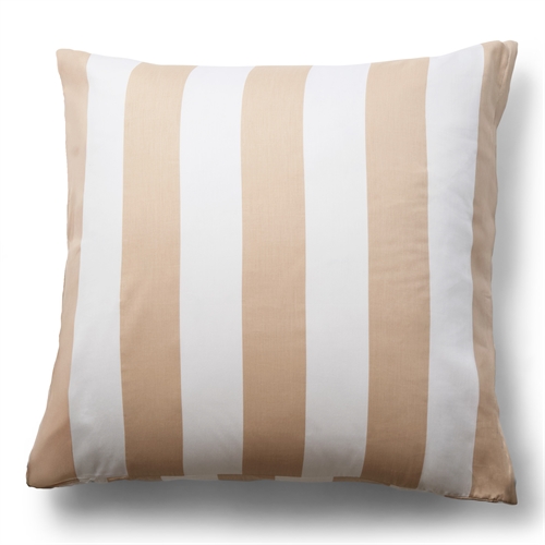 Image of Pudebetræk i 100% blødt og lækkert bomuldssatin - 60x63 cm - Naturfarvet og hvidt - Nordic Stripe pudebetræk fra By Night