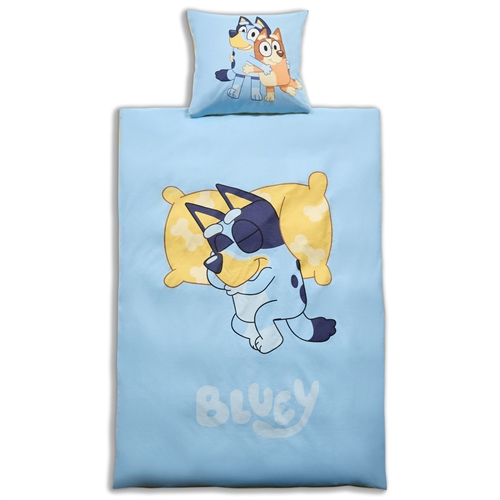 Image of Bluey sengetøj blødt og lækkert 100% bomuldsflonel - Sovende Bluey - 140x200cm 2 i 1 design sengesæt